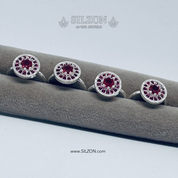 Classic Halo Red Stone Silver Toe Ring