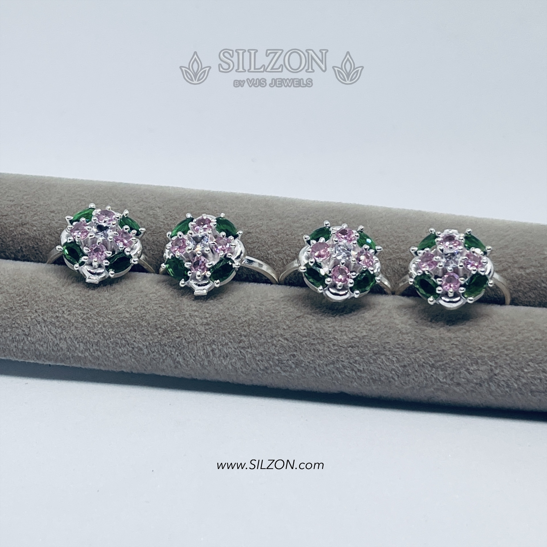 Pink Blossom & Green Leaf Toe Ring