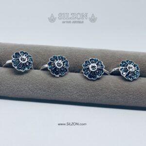 Midnight Bloom Blue Stone Silver Toe Ring