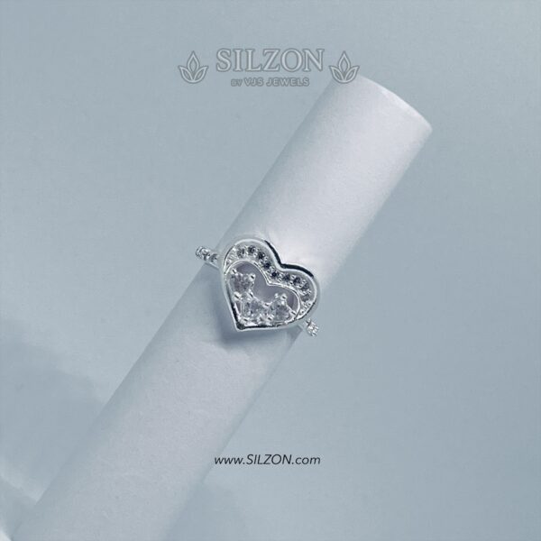 Lovebird Heartrobe Designed Premium microstone silver ring for womens - Image 2