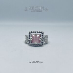 Queen microstone pink silver ring for Women