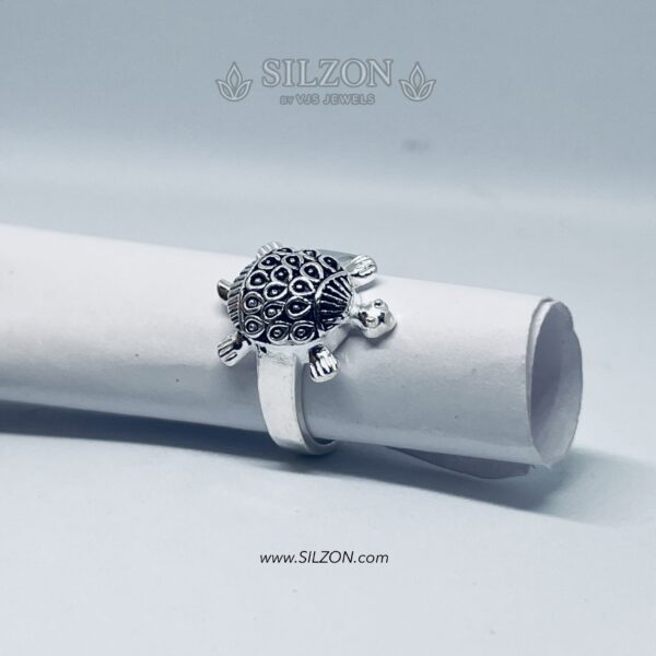 Viral Money Attraction Turtle Handcrafted Silver Ring For Mens and Womens